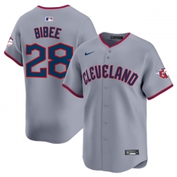 Men Cleveland Guardians 28 Tanner Bibee Grey 2025 Alternate Limited Stitched Baseball Jersey