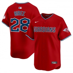 Men Cleveland Guardians 28 Tanner Bibee Red Alternate Limited Stitched Baseball Jersey