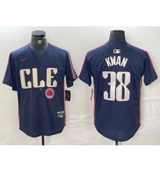 Men Cleveland Guardians 38 Steven Kwan Navy 2024 City Connect Limited Stitched Baseball Jersey 3