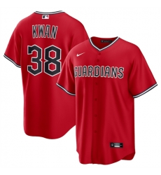 Men Cleveland Guardians 38 Steven Kwan Red Cool Base Limited Stitched Baseball Jersey