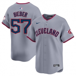 Men Cleveland Guardians 57 Shane Bieber Grey 2025 Alternate Limited Stitched Baseball Jersey