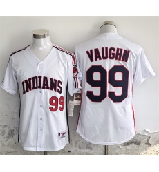 Men Cleveland Guardians 99 Ricky Vaughn White Stitched Baseball Jersey