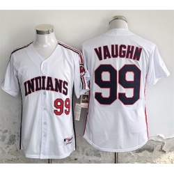 Men Cleveland Guardians 99 Ricky Vaughn White Stitched Baseball Jersey