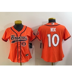 Women Denver Broncos 10 orange Cool Base Stitched Baseball Jersey 3