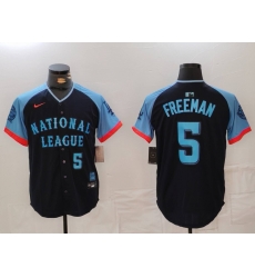 Men National League 5 Freddie Freeman Navy 2024 All Star Limited Stitched Baseball Jersey 7