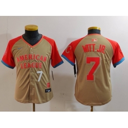 Youth American League 7 Bobby Witt Jr  Cream 2024 All Star Limited Stitched Jersey 5