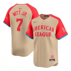 Youth American League 7 Bobby Witt Jr  Cream 2024 All Star Limited Stitched Jersey