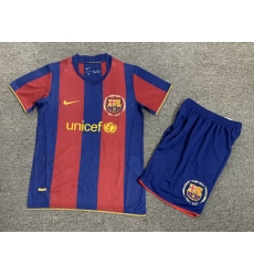 Youth Retro Soccer Jerseys Barcelona Blue Red 07 08