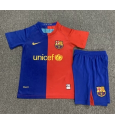 Youth Retro Soccer Jerseys Barcelona Blue Red 08 09