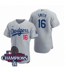 Youth Nike Los Angeles Dodgers Will Smith #16 Gray Flex Base 2024 World Series Champions Stitched MLB Jersey