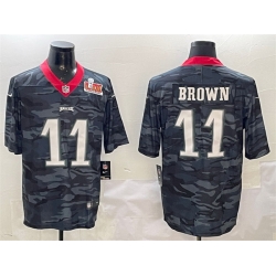 Men Philadelphia Eagles 11 A  J  Brown Black 2025 Super Bowl LIX Patch Camo Vapor Untouchable Limited Stitched Football Jersey