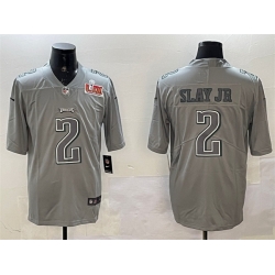 Men Philadelphia Eagles 2 Darius Slay Jr  Grey 2025 Super Bowl LIX Patch Atmosphere Fashion Vapor Untouchable Limited Stitched Football Jersey