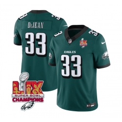 Men Philadelphia Eagles 33 Cooper DeJean Green 2025 Eagles Logo Super Bowl LIX Patch New F U S E  Vapor Untouchable Limited Stitched Football Jersey