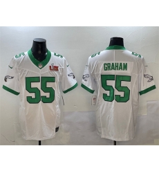 Men Philadelphia Eagles 55 Brandon Graham White 2025 Super Bowl LIX Patch F U S E  Vapor Untouchable Limited Stitched Football Jersey