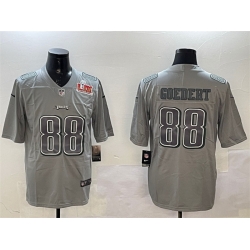 Men Philadelphia Eagles 88 Dallas Goedert Grey 2025 Super Bowl LIX Patch Atmosphere Fashion Vapor Untouchable Limited Stitched Football Jersey