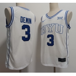 BYU Cougars #3 Egor Demin White Stitched NCAA Basketball Jersey