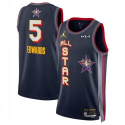 Men 2025 All Star 5 Anthony Edwards Navy Stitched Basketball Jersey