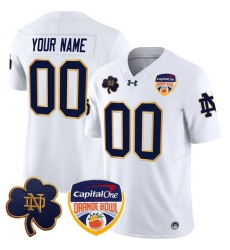 Men Notre Dame Fighting Irish ACTIVE PLAYER Custom White F U S E  2024 Orange Bowl Patch Limited Stitched Football Jersey